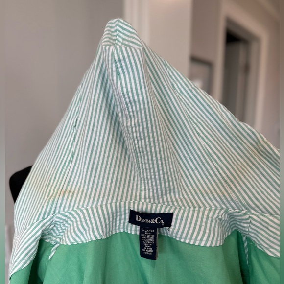 ✨NWT✨Denim & Co QVC Green Canvas Seersucker Zip Hooded Jacket Women’s XL - Picture 15 of 15